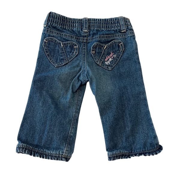 OshKosh B'gosh Heart Pocket Ruffle Hem Denim Jeans | Baby Girl 9 Months - Picture 1 of 5